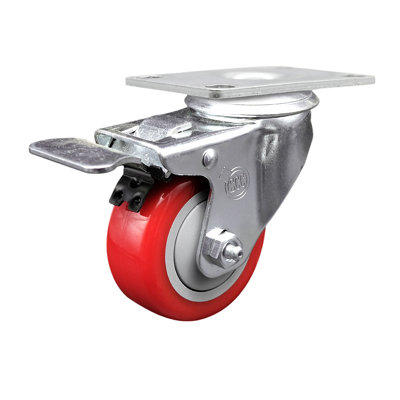 3 Inch Polyurethane Wheel Swivel Top Plate Caster with Total Lock Brake