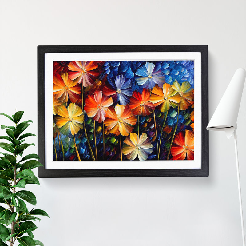 Assorted Flower Bouquet Vol.2 1 Piece Single Picture Frame Wall Art, 25cm H x 34cm W, Black
