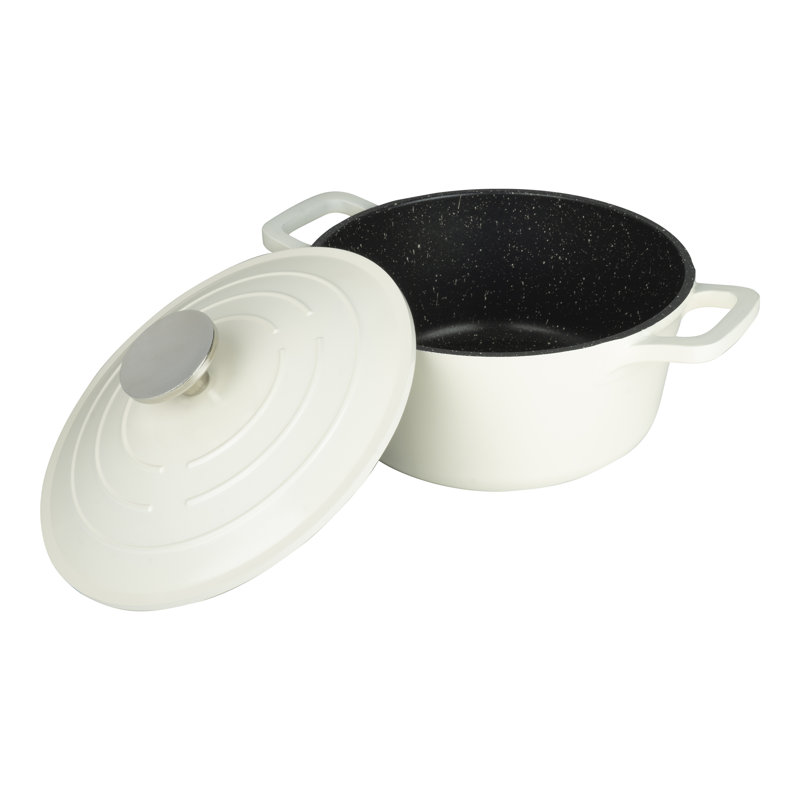 Grunwerg Commichef Non-Stick Cast Aluminum Round Dutch Oven, Cream, 2.8l