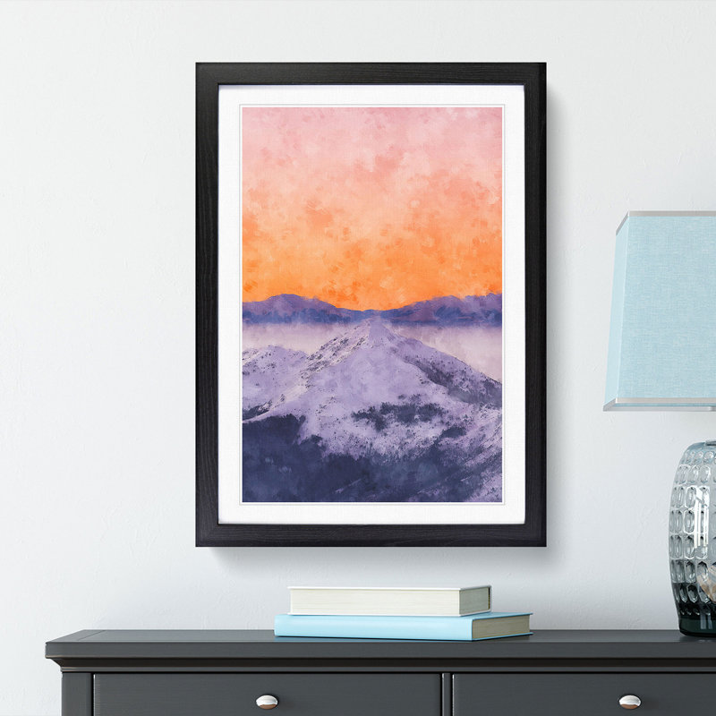 Peach Sky over the Mountain - Picture Frame Graphic Art Print, Black Framed, 87cm H x 62cm W x 2cm D