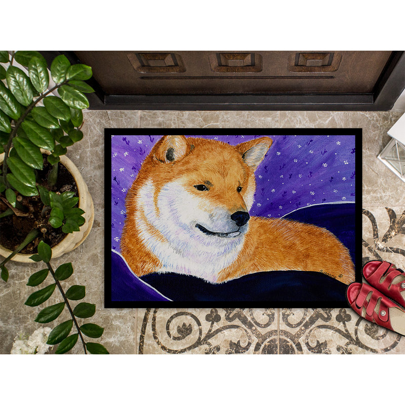 Paillasson d’intérieur antidérapant Storrie Shiba Inu, Rectangle 2 pi x 3 pi