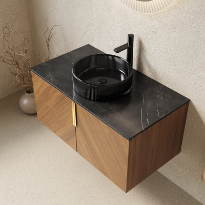 Floating Vanity with Vessel Sink