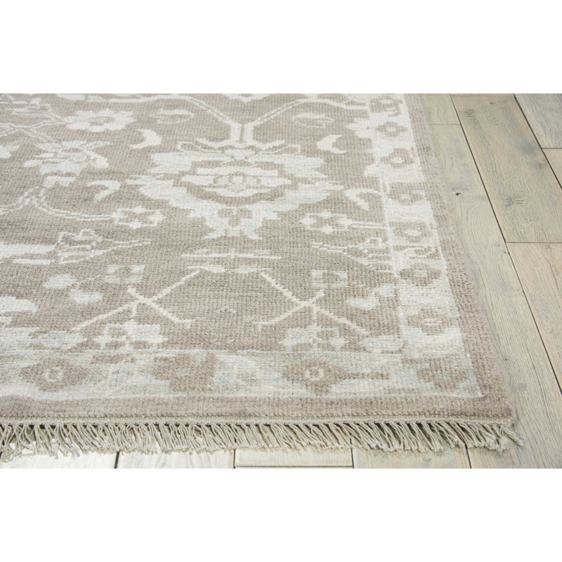 Tapis oriental gris en laine noué à la main Colman, Rectangle 2 pi 3 po x 3 pi
