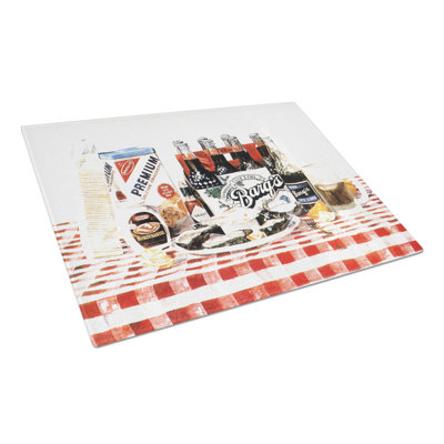 Caroline's Treasures Barq's Oysters Glass Cutting Board