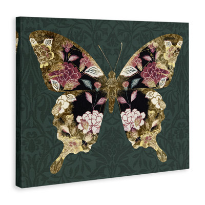 Art mural sur toile "Traditional Florals Butterfly" par Victoria Barnes