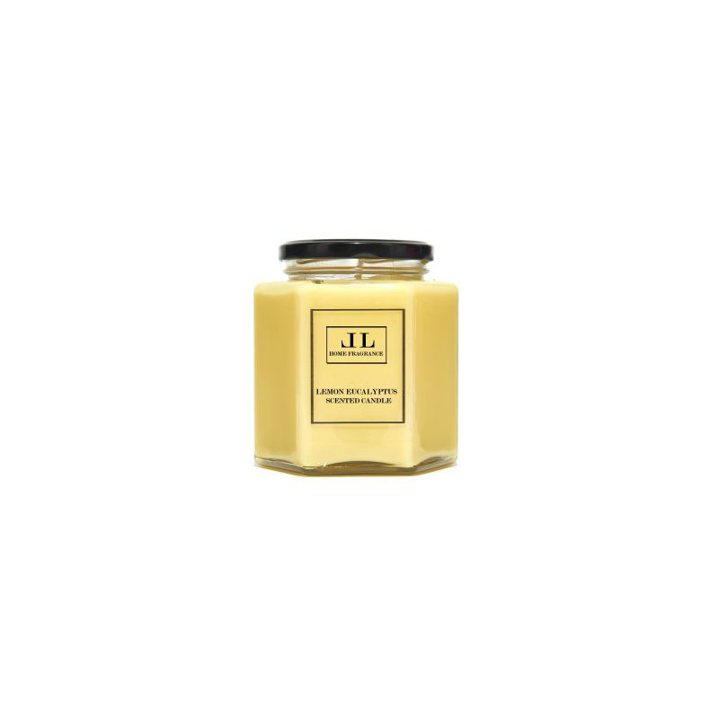 Lemon Eucalyptus Scented Jar Candle, 9cm H x 7cm W x 7cm D