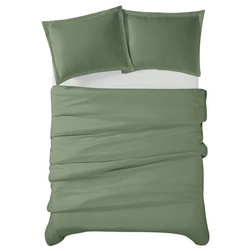 Ensemble de housse de couette en microfibre Cannon Heritage, Housse de couette lit simple TG et 1 taie décorat, Vert