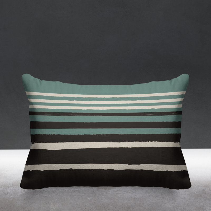 Coussin décoratif abstrait / minimaliste intérieur / extérieur, 14 po x 20 po, Turquoise, Rectangulaire