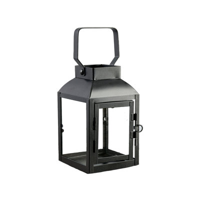 Williston Forge Farmhouse Steel Lantern, Decorative Candle Holder, Indoor/Outdoor Use For Dining Table, Patio, Mantel, Wedding, Event Decor, Table Centerpiece, 3.5" Square & 8.4" Tall