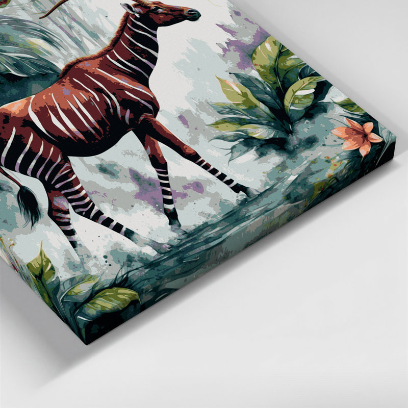 Wildlife Okapi Gray Canvas Wall Art, 24" H x 36" W