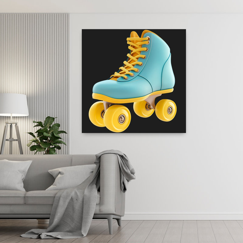 Affiche murale rétro colorée classique de patins à roulettes, H 48 po x l 48 po