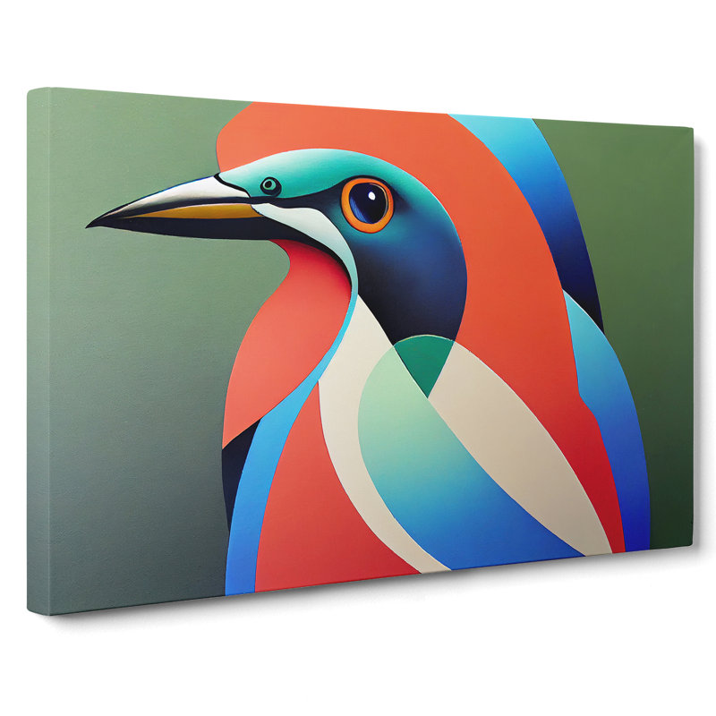 Angelical Kingfisher Bird Abstract - Wrapped Canvas, 40cm H x 60cm W x 3cm D