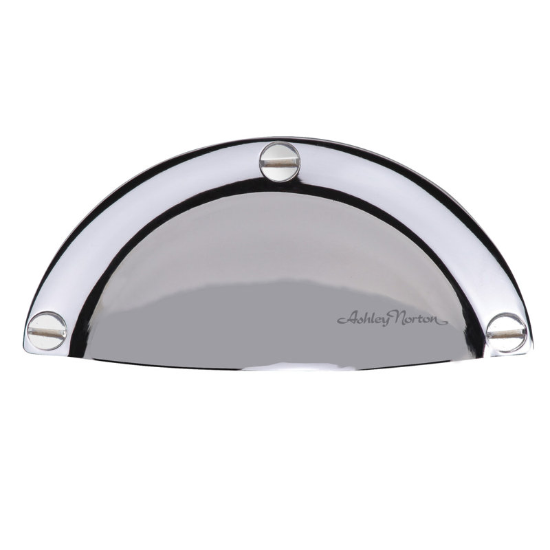 Front Mounted Cabinet Cup/Bin Pull, Polished Chrome