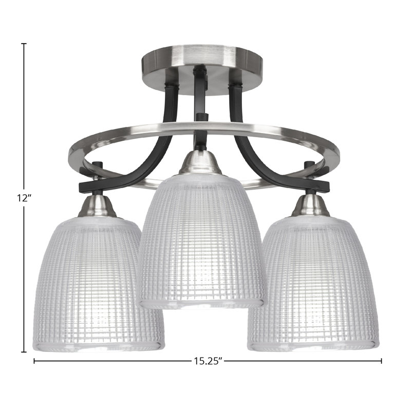 Plafonnier semi-encastré 3 lumières Baranof Paramount, Noir mat / argent