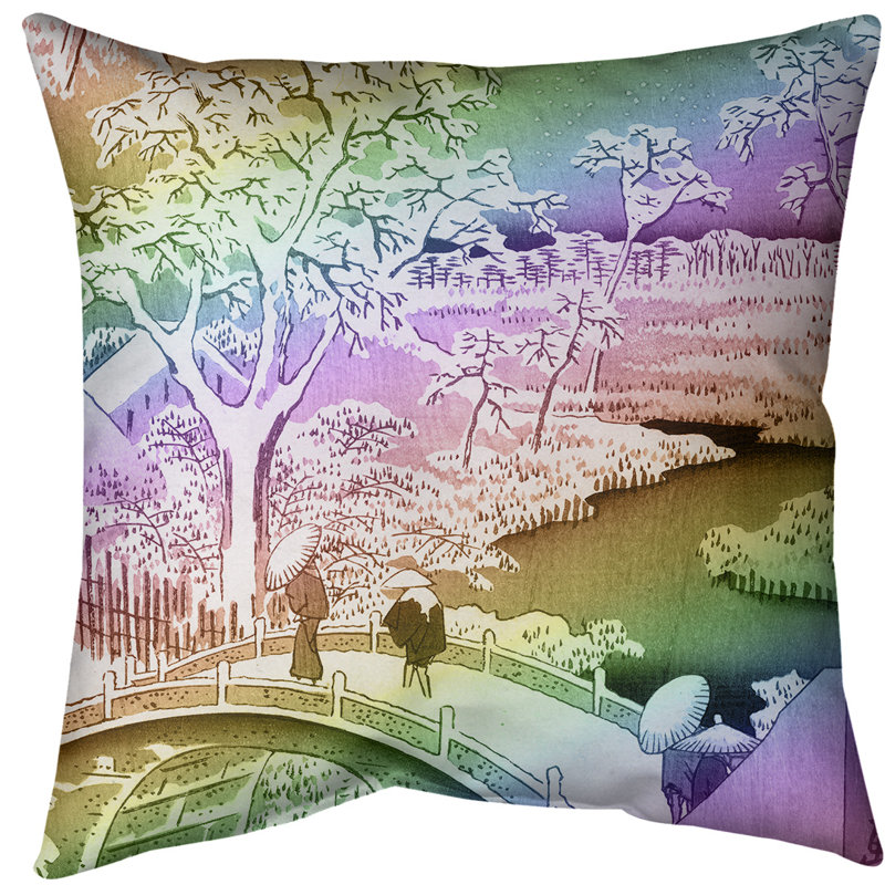 Oreiller avec pont tambour meguro et soleil hill, Arc-en-ciel, Duvet synthétique, Polyester filé