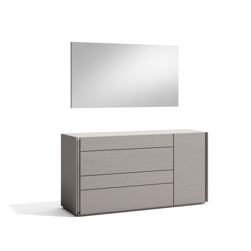 Mcginty 55.1'' W 4 - Drawer Dresser, Gray