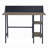 Rustic Oak And Black 2-Shelf Writing Desk With H-Shaped Base