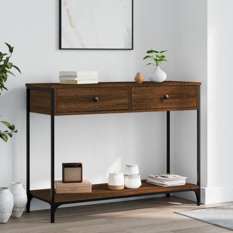 Console Table, 75cm H x 100cm W x 34.5cm D, Smoked Oak