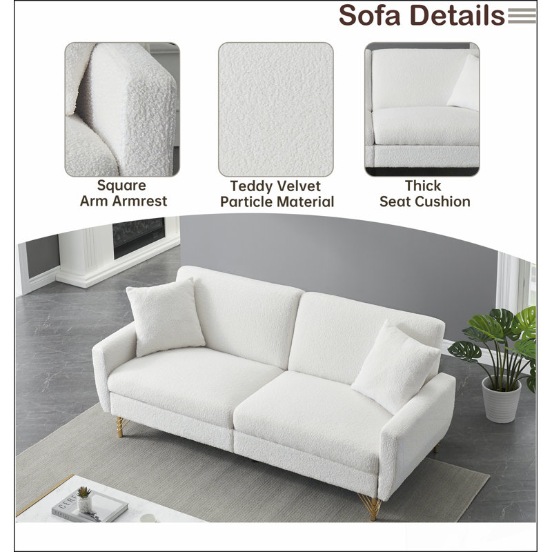 Canapé-lit en velours de 74,41 pouces avec dossier à réglage séparé et fonction de rangement