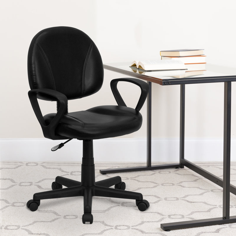 Mid-Back LeatherSoft Swivel Ergonomic Task Office Chair with Back Depth Adjustment, Adjustable Arms