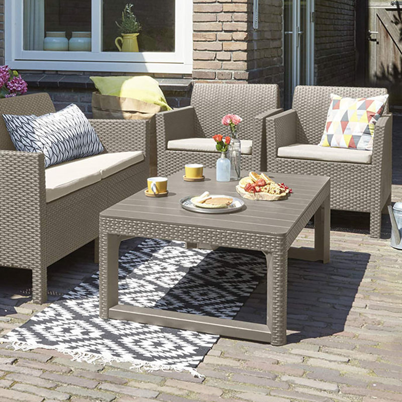 Alexand Plastic' Coffee Table, Beige/Cappuccino
