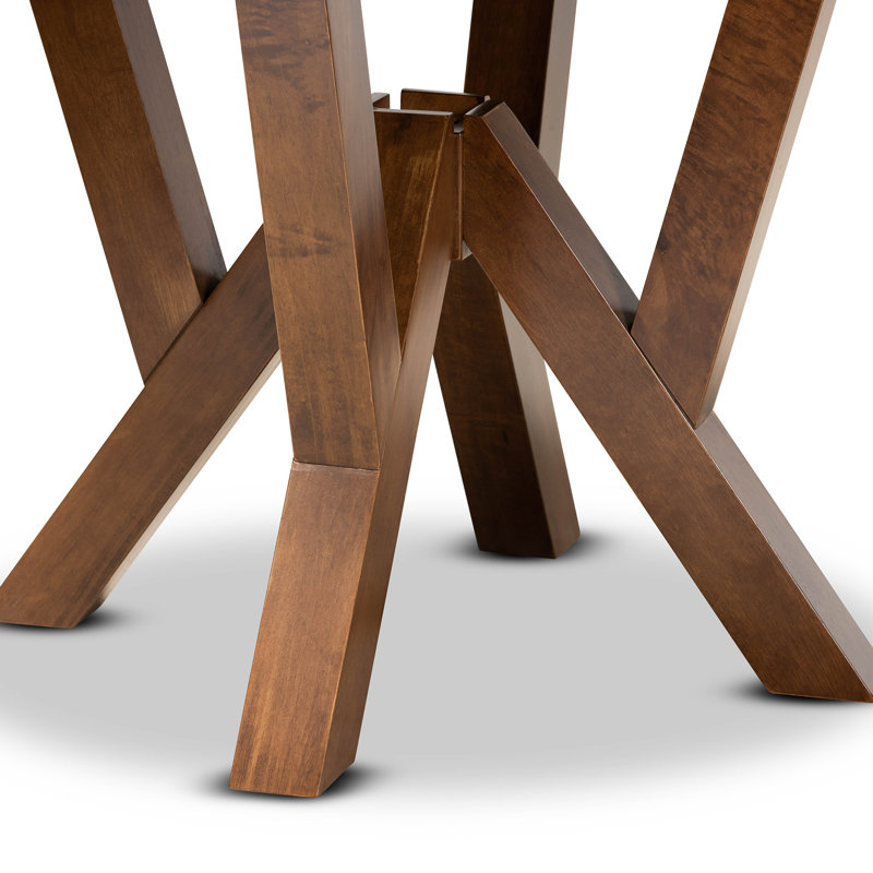 Table de salle à manger en bois d'hévéa massif 34,5 po Aoun, Noyer