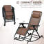 Ensemble de 2 chaises berçantes pour l'extérieur Outsunny, chaise berçante inclinable et inclinable pliable avec coussin, porte-gobelet et téléphone, pieds combinés, brun