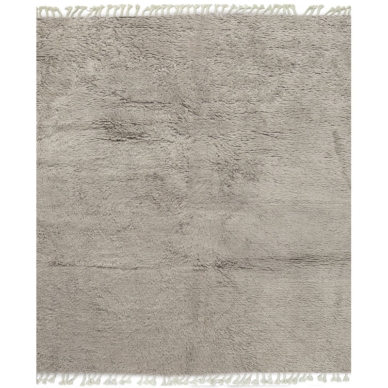 Tapis gris marocain de haute qualité noué à la main