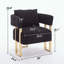 Ensemble de 2 chaises décoratives en molleton Teddy - Pieds en métal doré - Noir