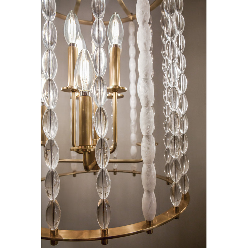 Whitestone 9 - Light Chandelier, Aged Brass