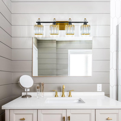 Luminaire de meuble-lavabo moderne en cristal avec abat-jour en cristal K9 et ampoule à intensité variable E26 compatible avec l'éclairage du miroir de salle de bain