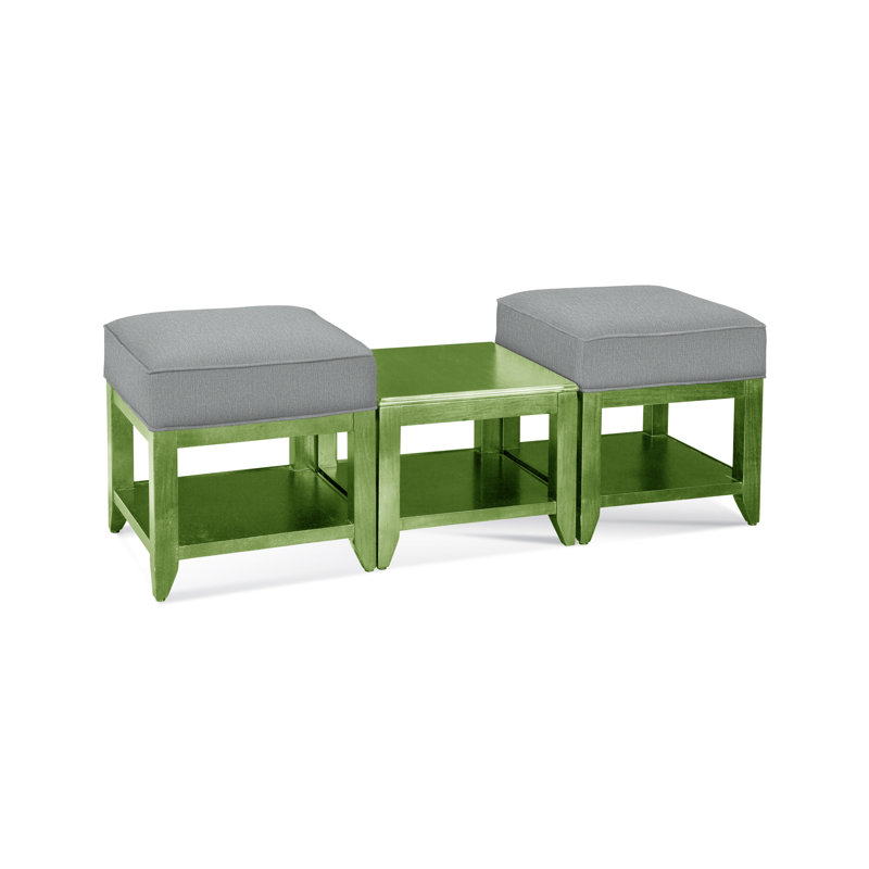 Elements Upholstered Cube Ottoman, Light Blue Performance Fabric; 0851-55, Stone Hearth