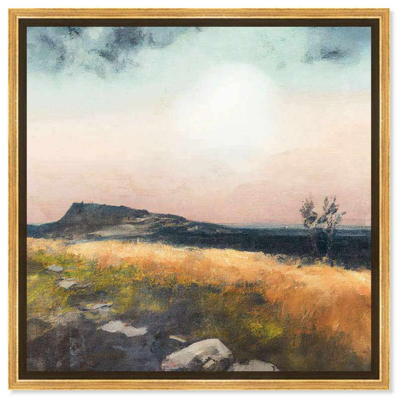 «Mountain Sunrise Canvas Coastal Landscape Wall Art» par Rosdorf Park, Cadre doré, H 17 po x l 17 po