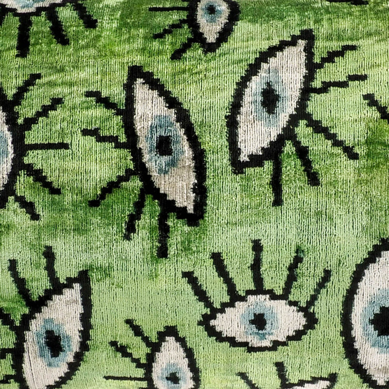  Housse de coussin en soie Ikat, Vert