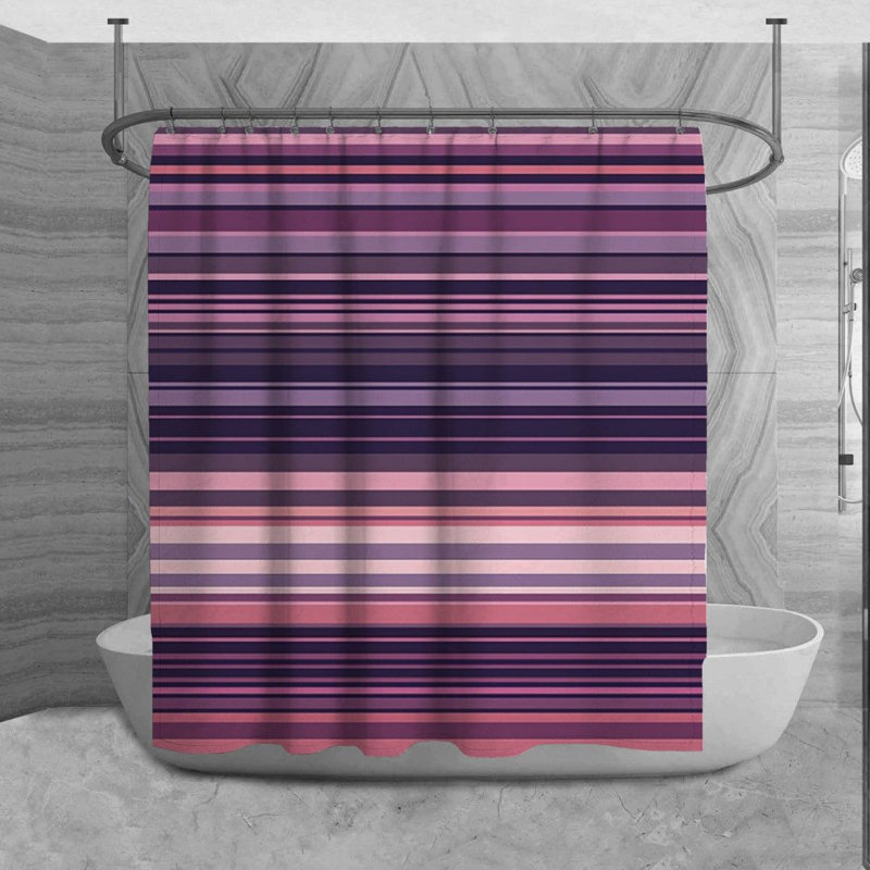 Rideau de douche à rayures contemporain pour salle de bain 7946, H 84 po x l 70 po