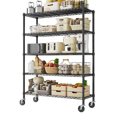 Height-adjustable Garage Wire Shelving Unit With Wheel