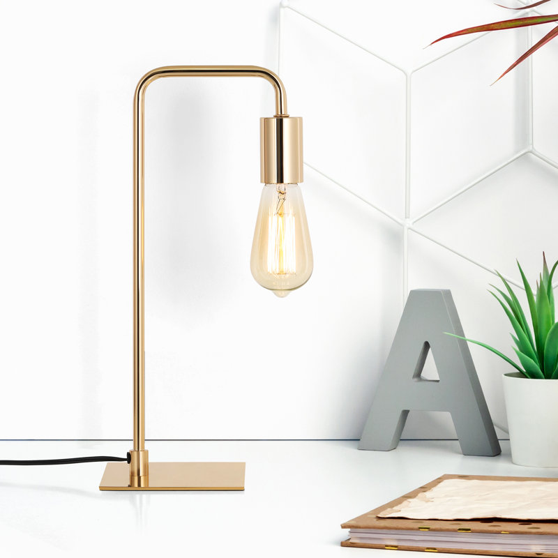 Shontee Metal Desk Lamp, Gold, 16.1" H x 5.5" W x 4.7" D