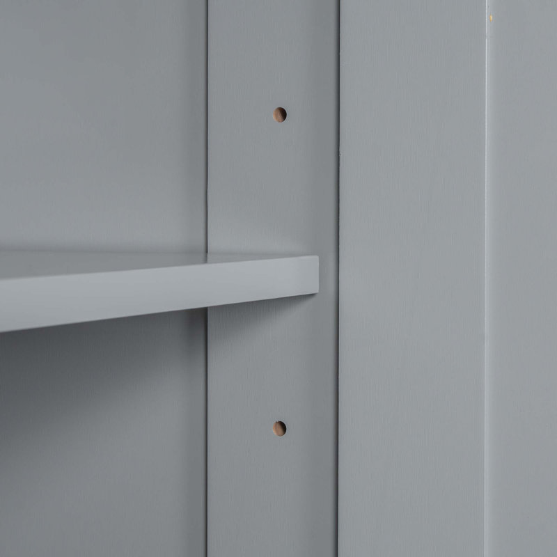 Grande armoire de salle de bain avec panier à linge, grand panier à linge inclinable et armoire de rangement supérieure, Gris