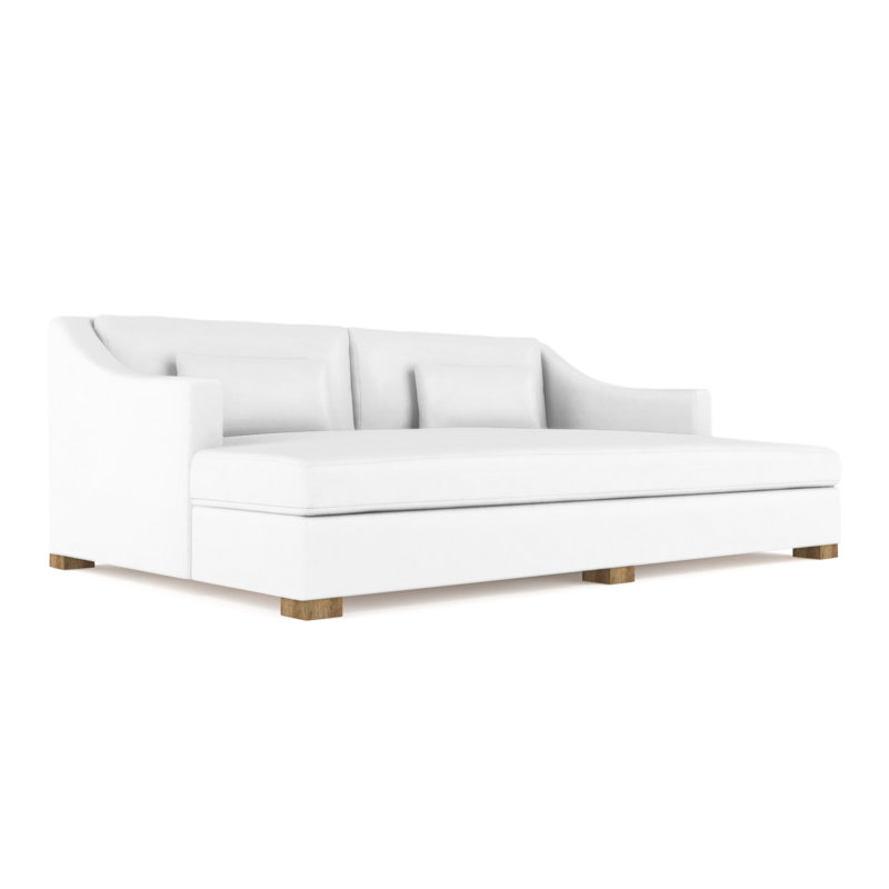 Lit de jour Crosby Slope Arm, Brun foncé, Cuir rétro blanc