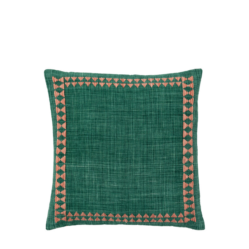 Kayla Embroidered Throw Cushion, Green