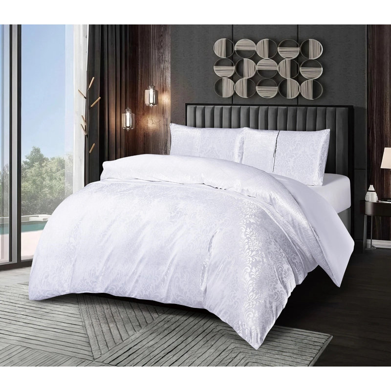 Velvet Duvet Cover, Double Duvet Cover + 2 Standard Pillowcases, White
