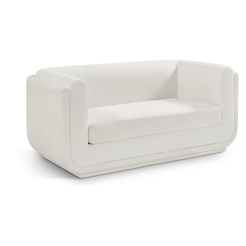 Causeuse à accoudoirs arrondis 64,5 po Kimora, Tissu crème texturé en lin