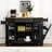 Fluted Kitchen Island with Trash Can Storage Cabinet, Power Outlet, Internal Storage Rack, Rolling Kitchen Islands on 5 Wheels with 3 Drawer, 3 Open Side Racks for 10 Gallon Garbage Bin-1362318341