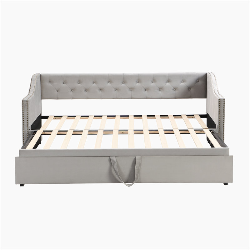 Lit de jour rembourré avec couchette Feaman, Gris