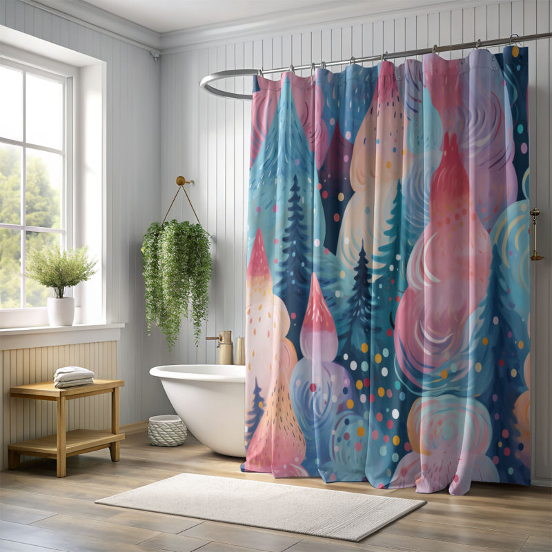 Rideau de douche Pink Woods - Premium, H 74 po x l 71 po