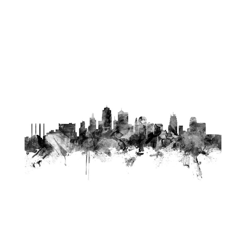 Kansas City, Missouri In Black & White by Michael Tompsett - 1 Piece Wrapped Canvas Wall Art