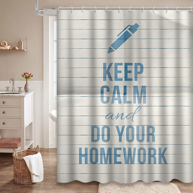 Rideau de douche avec 12 crochets Keep Calm Pen Line Creative Hipster, L 72 po x l 78 po
