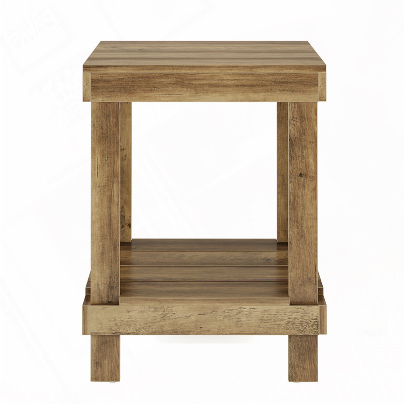 Table de bout en bois à 2 niveaux Farmhouse