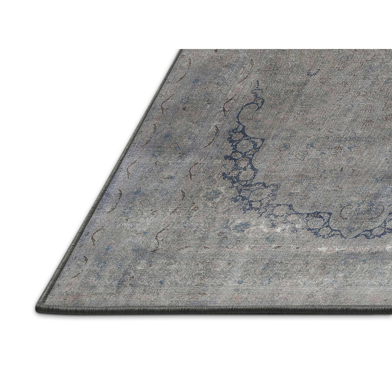 Tapis gris/bleu zone contemporaine, Rectangle 5 pi x 8 pi