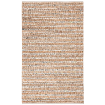 Kharley Hand Woven Wool/Jute/Cotton Striped Rug in Brown